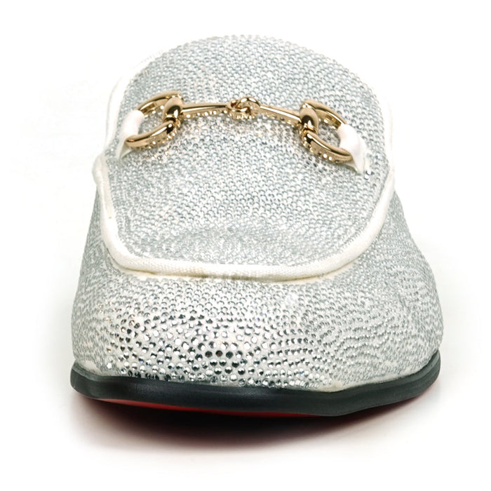 FI-7551 White Suede Rhinestones Sandal Fiesso by Aurelio Garcia