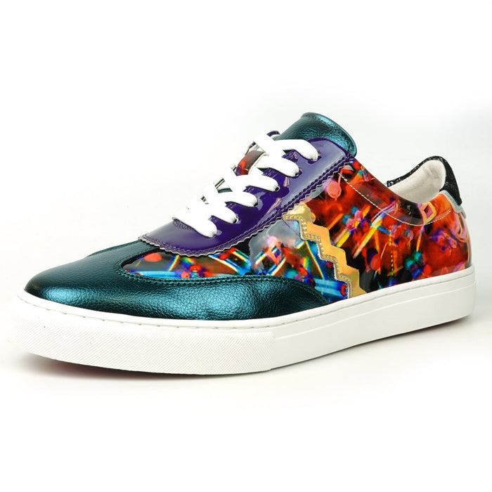Fiesso Multicolor Leather Lace up Low Cut Sneaker