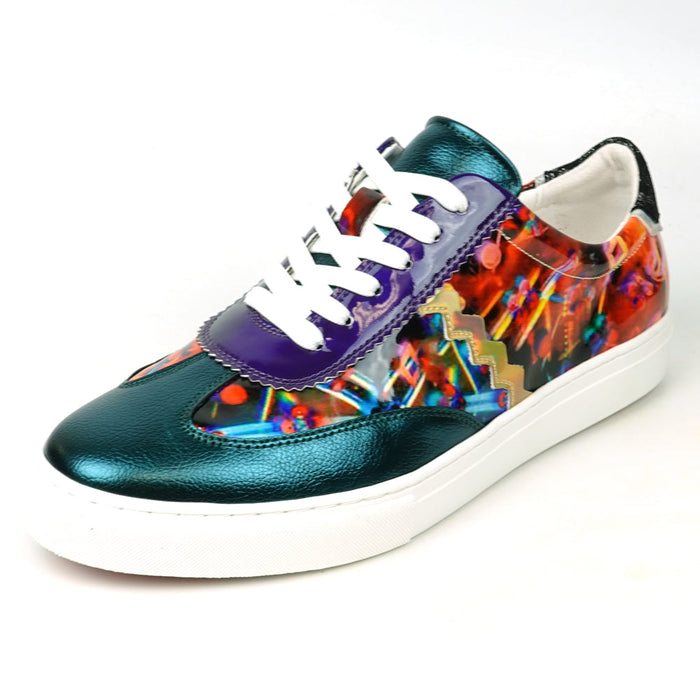 Fiesso Multicolor Leather Lace up Low Cut Sneaker