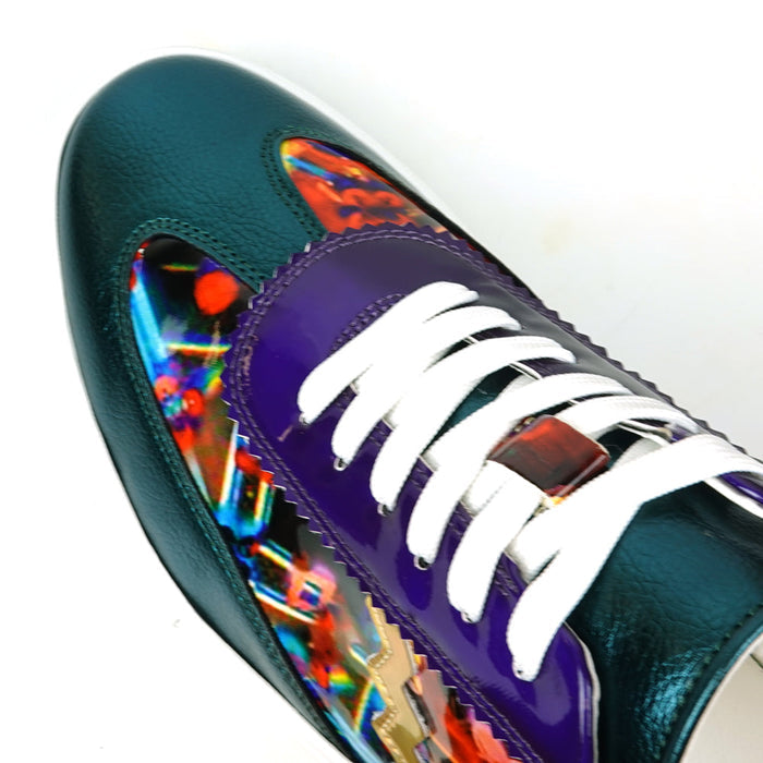 Fiesso Multicolor Leather Lace up Low Cut Sneaker
