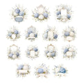 Fleur Azure - Ephemera - Floral Crest