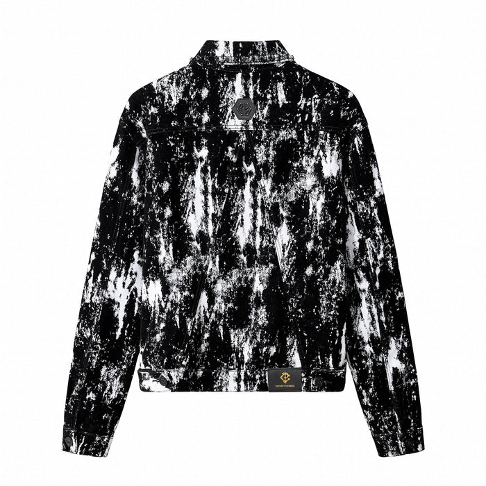 Flocked Eclipse Denim Jkt – Century Penthouse BLACK