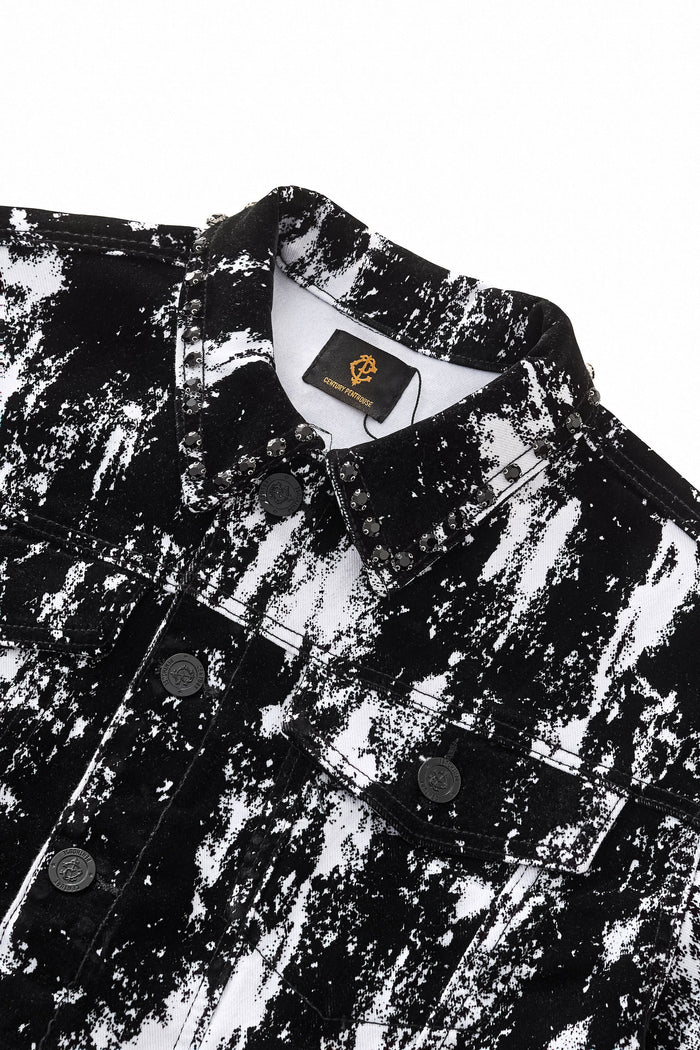 Flocked Eclipse Denim Jkt – Century Penthouse BLACK