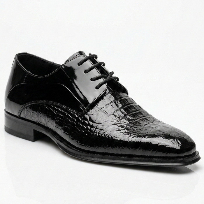 Giovanni Mason Black Embossed Crocodile Dress Shoes