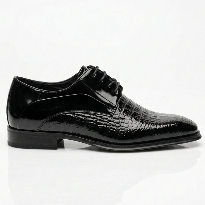 Giovanni Mason Black Embossed Crocodile Dress Shoes