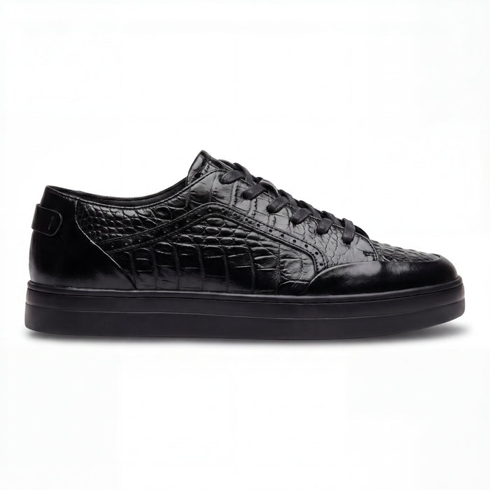 Giovanni Timo Black Embossed Crocodile Sneakers