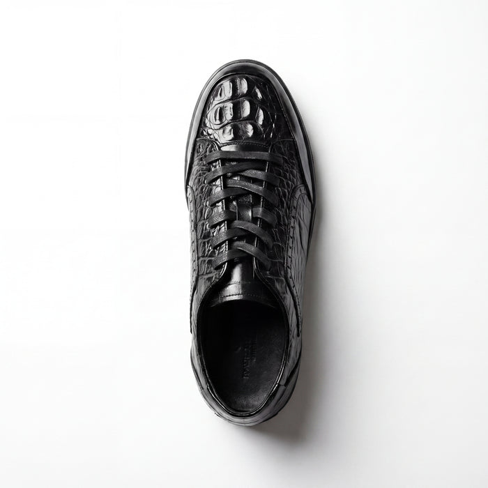 Giovanni Timo Black Embossed Crocodile Sneakers