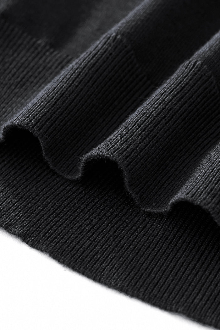 Halo Contrast Collar Knit LS BLACK