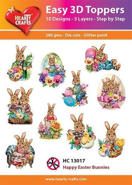 Happy Easter Bunnies - Easy 3D Toppers