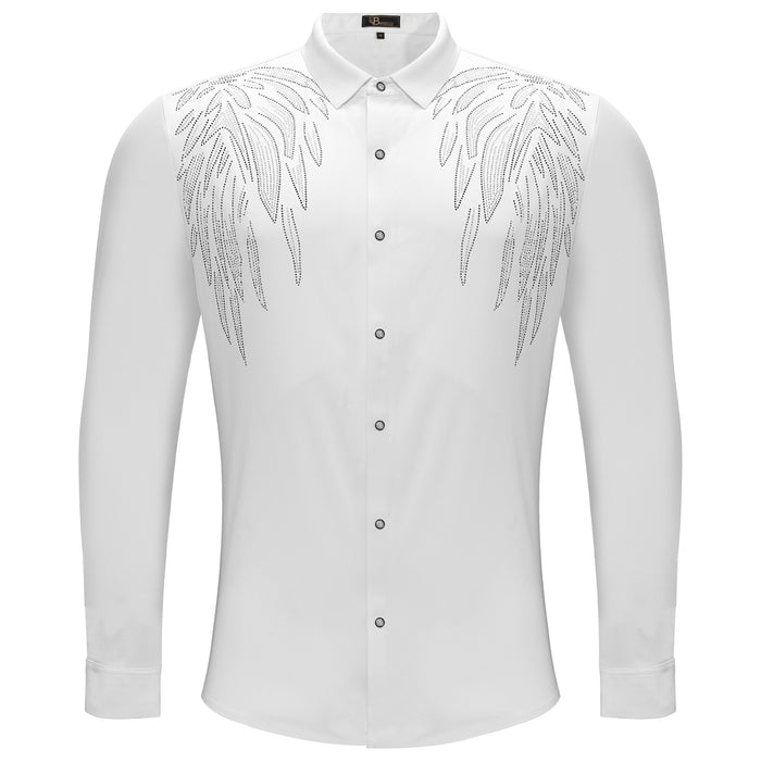 Heavenly Wings Button-Up Shirt WHITE/SILVER - Dudes Boutique