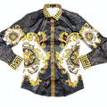 Barocco Men's Black Gold Garden Greek key Button Up Shirt - Dudes Boutique