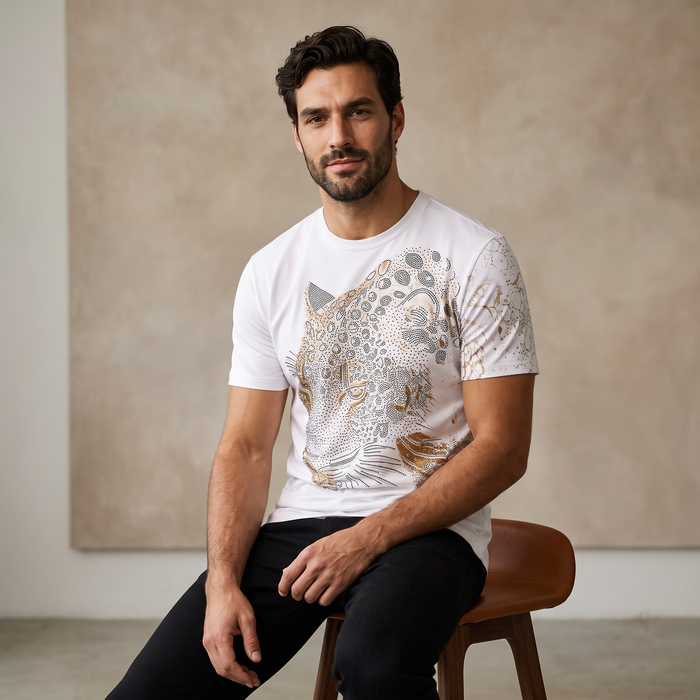 Imperial Leopard Crystal SS Shirt WHITE