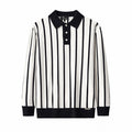 Imperial Stripe Knit Polo LS WHITE