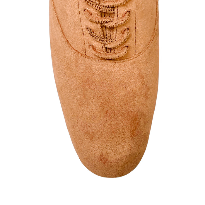 Jeffrey Campbell Beige Suede Victorian Lace-Up Knee-High Boots with Cuff