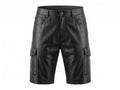 Kashani Black Lambskin Leather Cargo Shorts