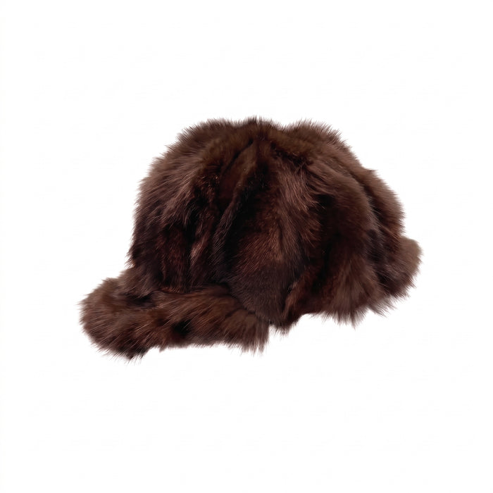 Kashani Brown Diamond Cut Fox Fur Baseball Hat