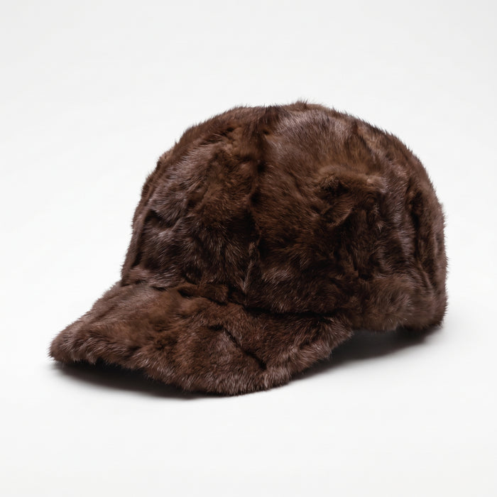 Kashani Brown Diamond Cut Mink Baseball Hat