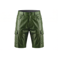 Kashani Forest Green Lambskin Leather Cargo Shorts