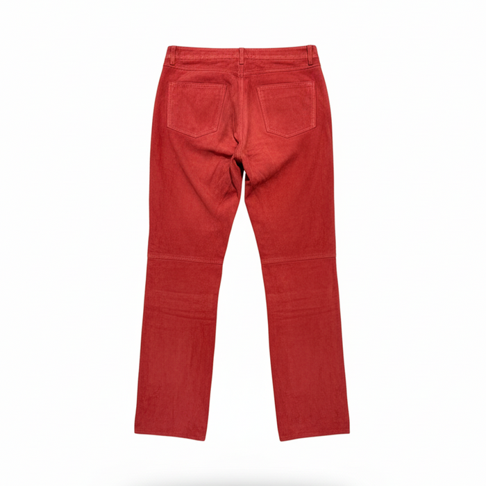 Kashani Men's Cherry Red Suede Straight Cut Pants