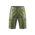 Kashani Olive Green Lambskin Leather Cargo Shorts