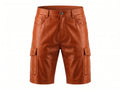 Kashani Orange Lambskin Leather Cargo Shorts