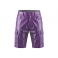 Kashani Purple Lambskin Leather Cargo Shorts