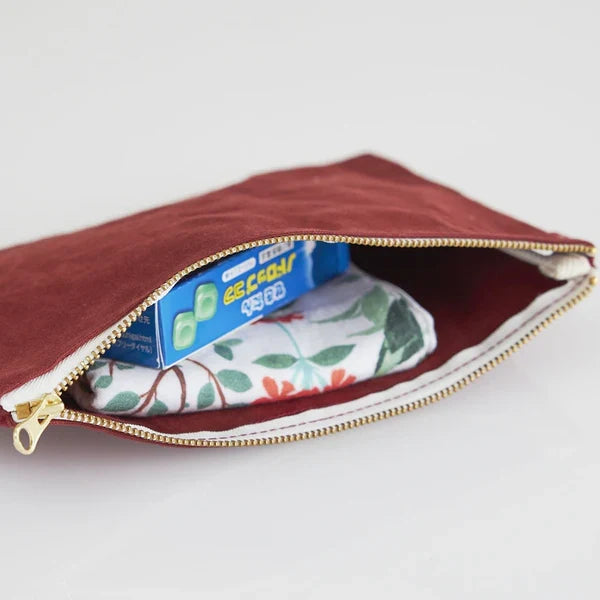 Kurashiki Hampu Canvas Flat Pouch - L Size / Iron Oxide Red -,  Japanese canvas pouch