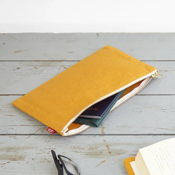 Kurashiki Hampu Canvas Flat Pouch - L Size / Iron Oxide Red -,  Japanese canvas pouch