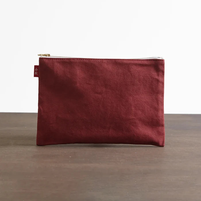 Kurashiki Hampu Canvas Flat Pouch - L Size / Iron Oxide Red -,  Japanese canvas pouch