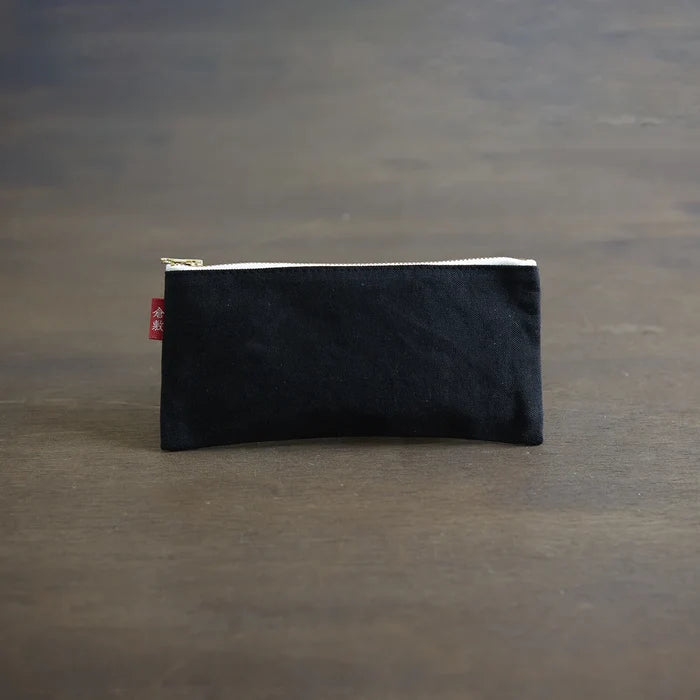 Kurashiki Hampu Canvas Pencil Case - Black -, Japanese canvas pen case