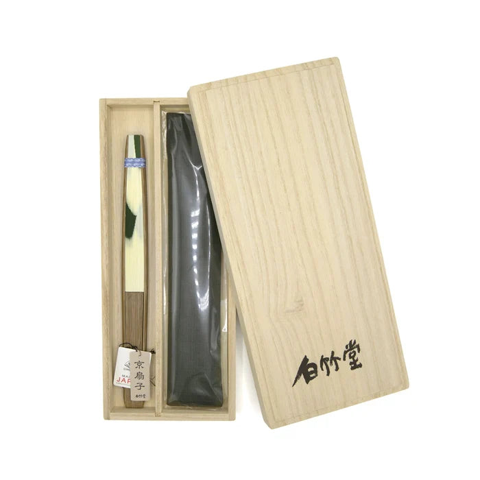 Kyo-sensu (Japanese folding fan) for Men - Cloud Pattern / Green -, Made in Kyoto, Japan, Kyoto sensu