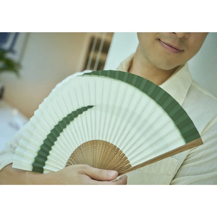 Kyo-sensu (Japanese folding fan) for Men - Cloud Pattern / Green -, Made in Kyoto, Japan, Kyoto sensu