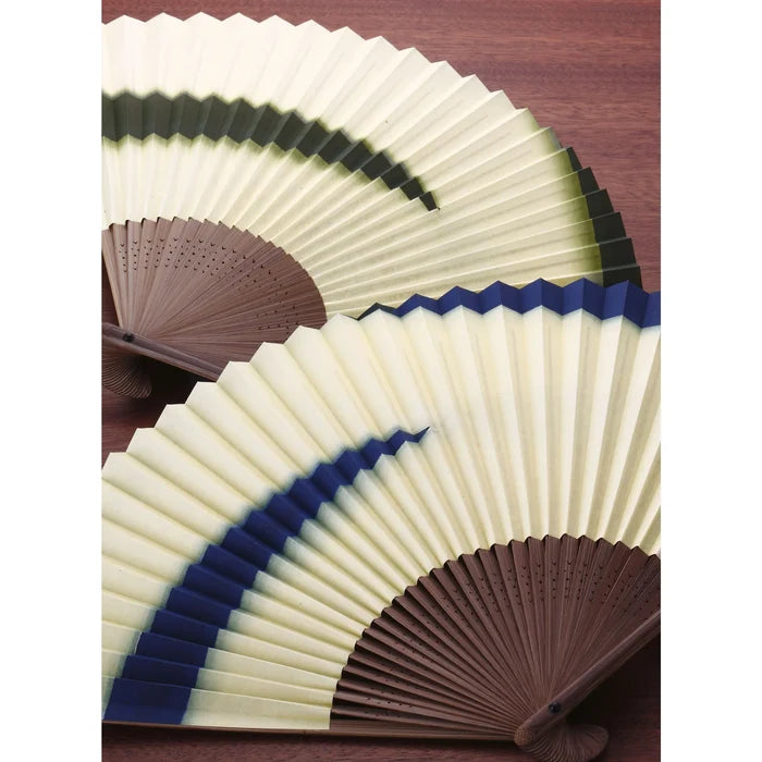 Kyo-sensu (Japanese folding fan) for Men - Cloud Pattern / Green -, Made in Kyoto, Japan, Kyoto sensu