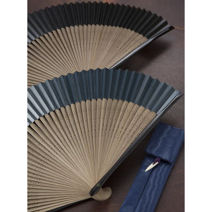 Kyo-sensu (Japanese folding fan) for Men - Kakishibu / Navy Blue - , Made in Kyoto , Japan, Kyoto sensu