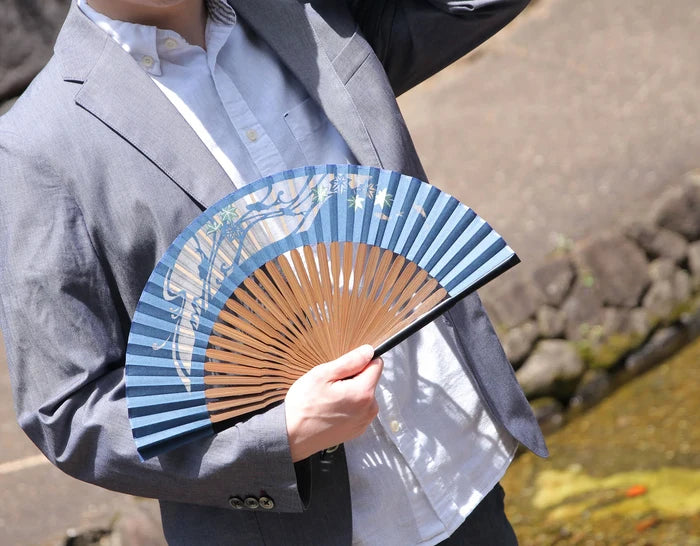 Kyo-sensu (Japanese folding fan) for Men - Kirie / Sweetfish - , Made in Kyoto, Japan , Kyoto sensu