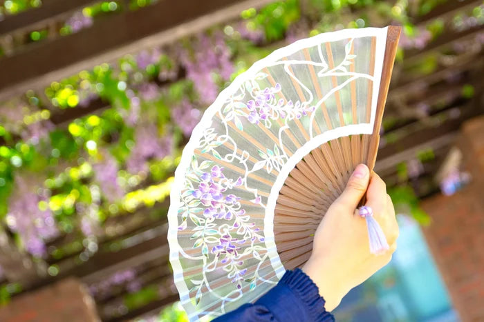 Kyo-sensu (Japanese folding fan) for Women - Kirie / Grape - , Made in Kyoto, Japan, Kyoto sensu