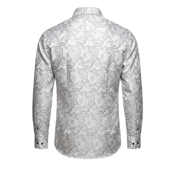 Leoni 528 Silver Paisley Button Up Shirt