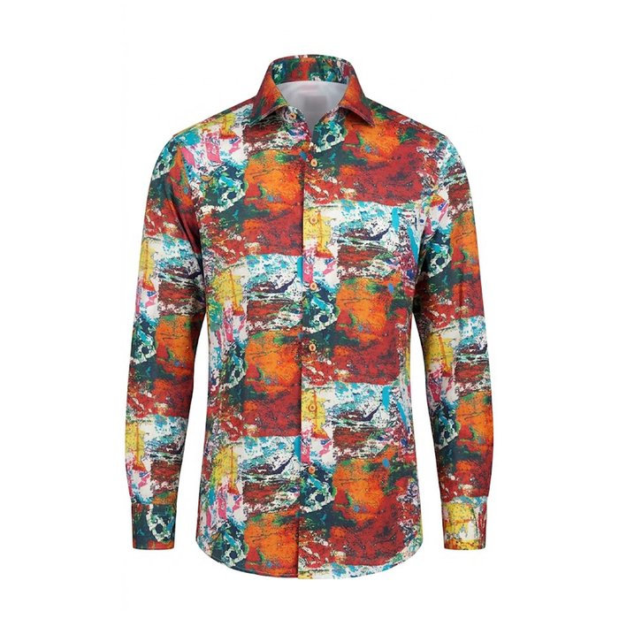 Leoni P608 Multi Color Paint Button Up Shirt