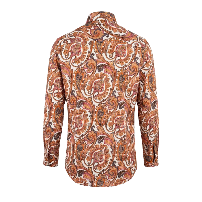 Leoni P615-2 Orange Paisley Button Up Shirt