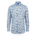 Leoni P623-2 Blue / Beige Floral Button Up Shirt