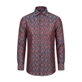 Leoni T821 Burgundy Paisley Button Up Shirt