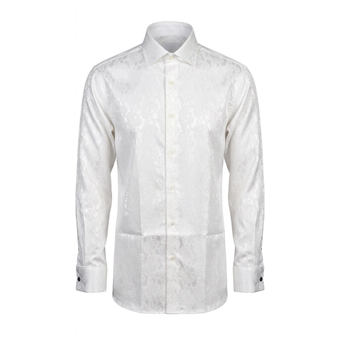 Leoni T824-1 White Paisley Button Up Shirt