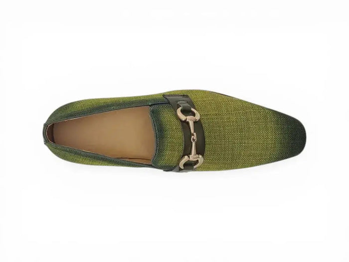 Linen Loafer With Gold Tone Buckle
