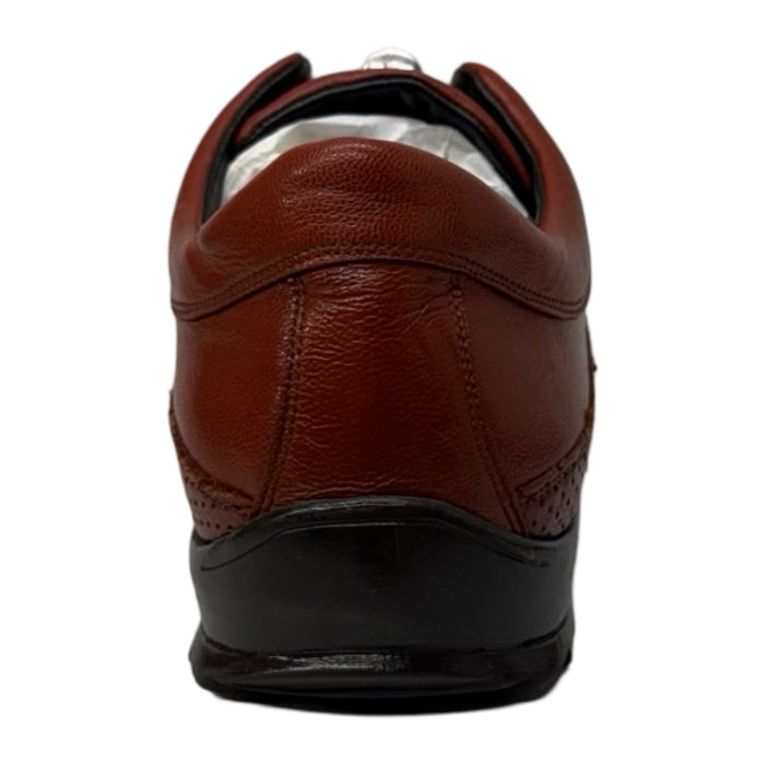 Los Altos Cognac Perforated Crocodile Tail Sneakers - Dudes Boutique