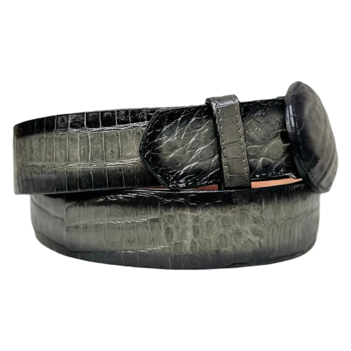Los Altos Faded Gray Crocodile Belt with Oval Buckle - Dudes Boutique