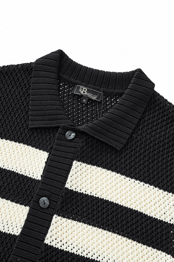 Marina Stripe Knit SS Shirt BLACK