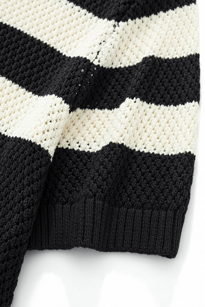 Marina Stripe Knit SS Shirt BLACK