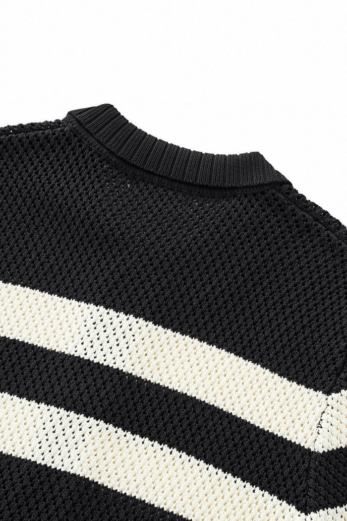 Marina Stripe Knit SS Shirt BLACK