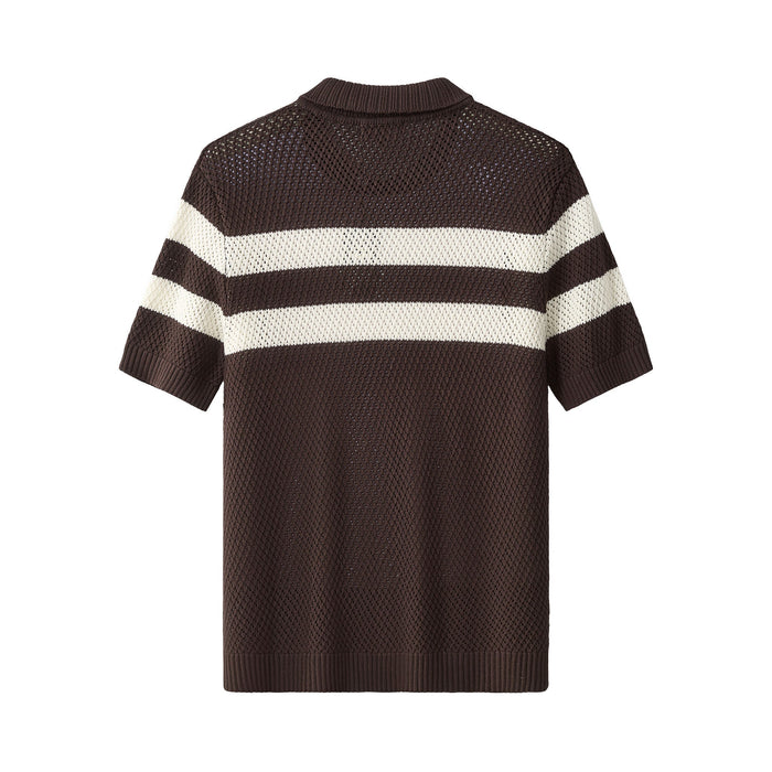 Marina Stripe Knit SS Shirt COFFEE