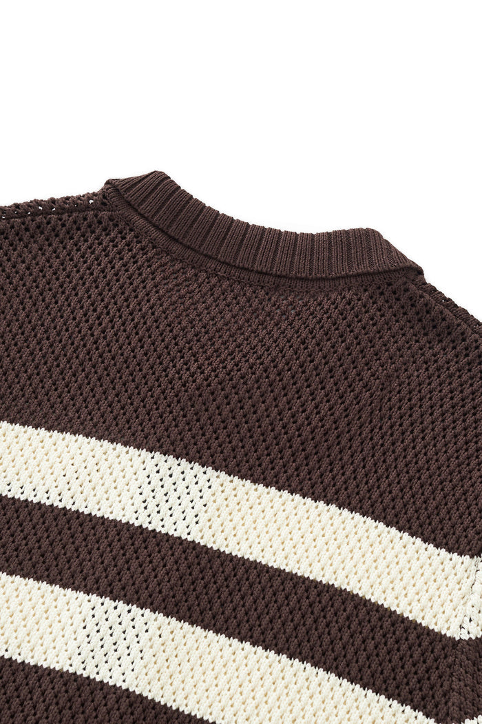 Marina Stripe Knit SS Shirt COFFEE
